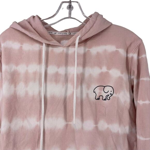 Ivory Ella Hoodie Pink Tie Dye Cropped Elephant Logo Womens Size Small VSCO Top - Picture 3 of 6
